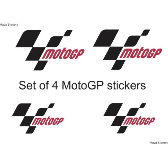 MotoGP dual color logo stickers for bikes, helmets, ( Pair of 2 stickers )