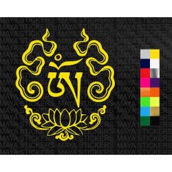 Tibetan Om with lotus design sticker for cars, laptops, motorcycles
