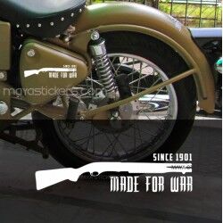 Made for War Vinyl decal / sticker for Royal Enfield (Pair of 2)