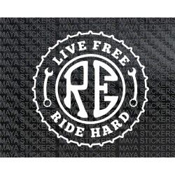 live free ride hard custom royal enfield stickers