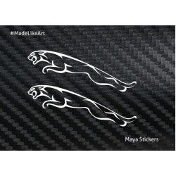 Jaguar logo sticker / decal for bikes, cars, laptop.  ( Pair of 2 flipped stickers ) 