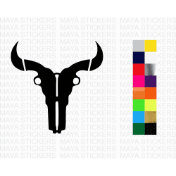 Bull skull in Gun design sticker in custom colors and sizes 
