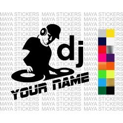 DJ sticker with custom name for cars, bikes, laptops, 