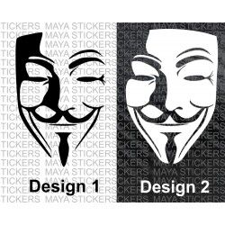 Guy fawkes - anonymous - V for Vendetta mask decal sticker for cars, bikes, laptops