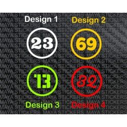 Number in Circle stickers for bikes and cars ( pair of 2 stickers )