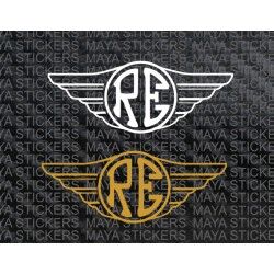 RE in wings design sticker for royal enfield bikes d3 ( Pair of 2 )