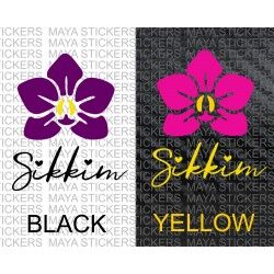 Sikkim sticker with orchid design in two color variants