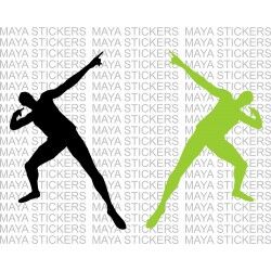 Usain bolt signature style pose decal sticker (Pair of 2, custom colors) 