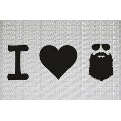 I love Beard with aviator glasses sticker for cars, bikes, laptop